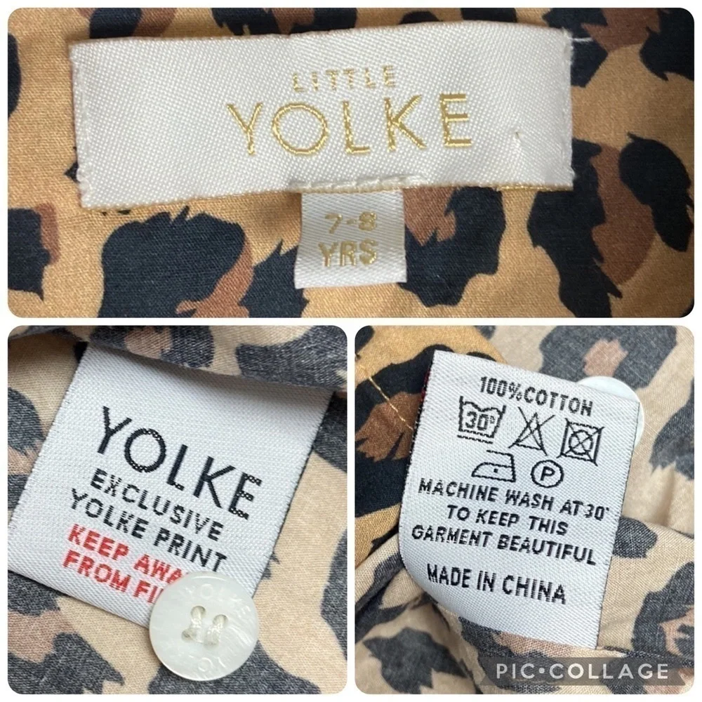 Little Yolke 7-8 Years Leopard Print Embroidered CG Pajama Top